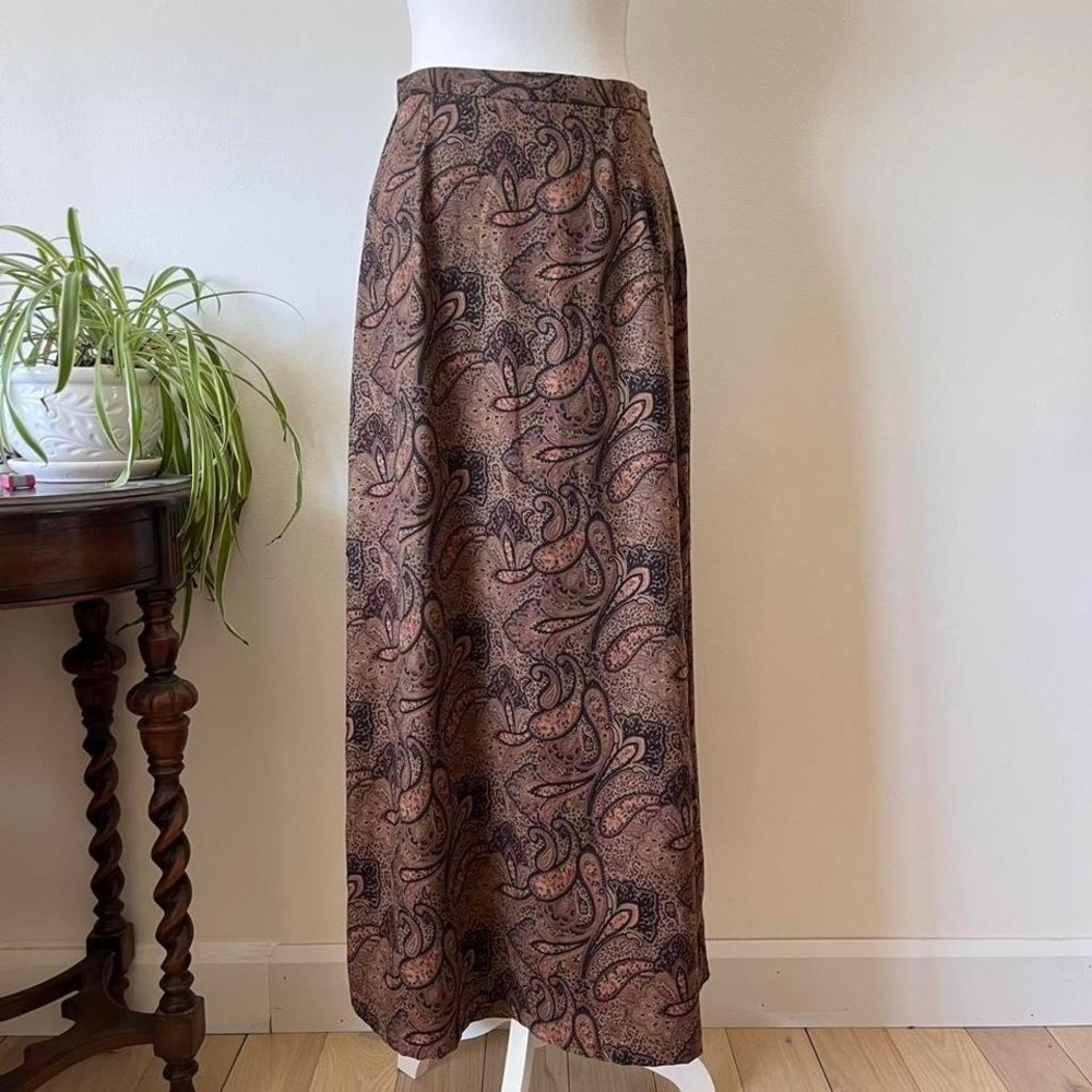 Vintage Tribal Paisley Maxi Skirt Womens Sz 6 Brown Boho Whimsigoth